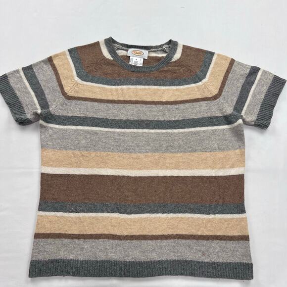 Talbots Vintage Angora blend Striped short sleeve sweater women’s size Medium - Picture 1 of 6